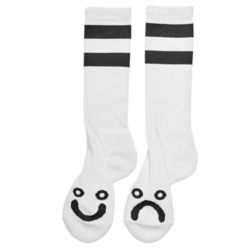 Polar Skate Co Happy Sad Socks Long White 